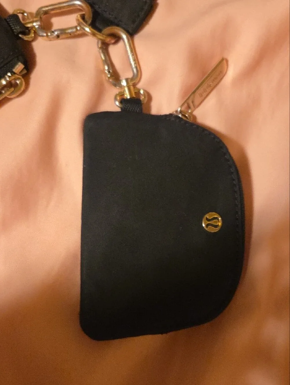 lululemon athletica Black Mini Wristlet Pouches with Gold Accent Strap